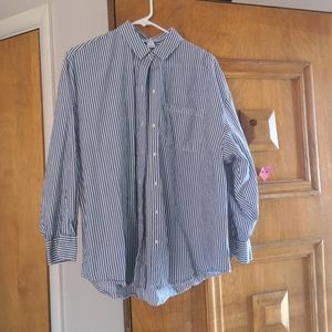 Old Navy blue and white striped button-up Medium